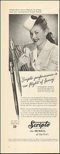 1946 Vintage ad for Scripto Pencils`Photo Eartern Air Lines Stewardess. (112616)
