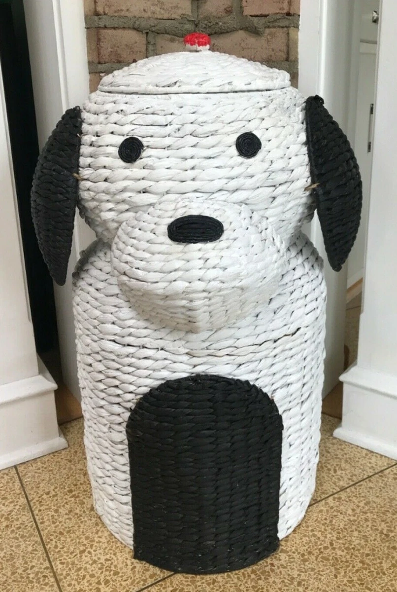 Dog in laundry clearance basket