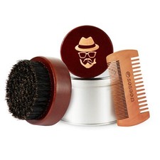 Pure Boar Bristle Black Walnut Wood Beard Comb Brush for Men To Tame