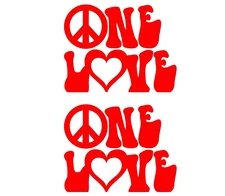 One Love Peace Heart Hippie 5" Red Vinyl Decal Car Truck Window Laptop Tablet
