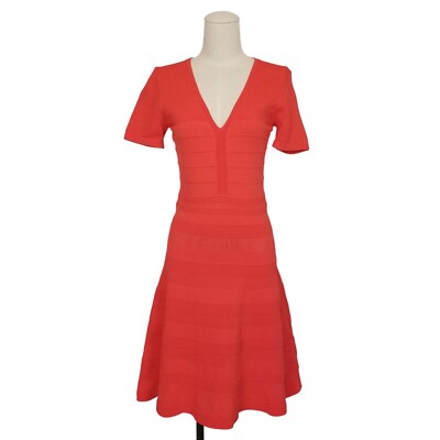Sandro V-Neck Ribbed-Knit Dress Red 2 (US 4-6) | eBay