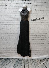 SR674  MORI LEE SZ 1-2 BLACK  PROM 2 PC FORMAL COCKTAIL PARTY DRESS GOWN
