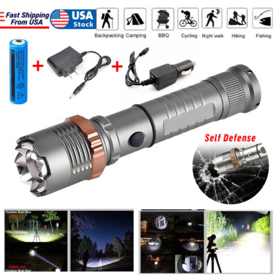 9500000LM Powerful LED Zoom Flashlight Spotlight Rechargeable Torch Search Light