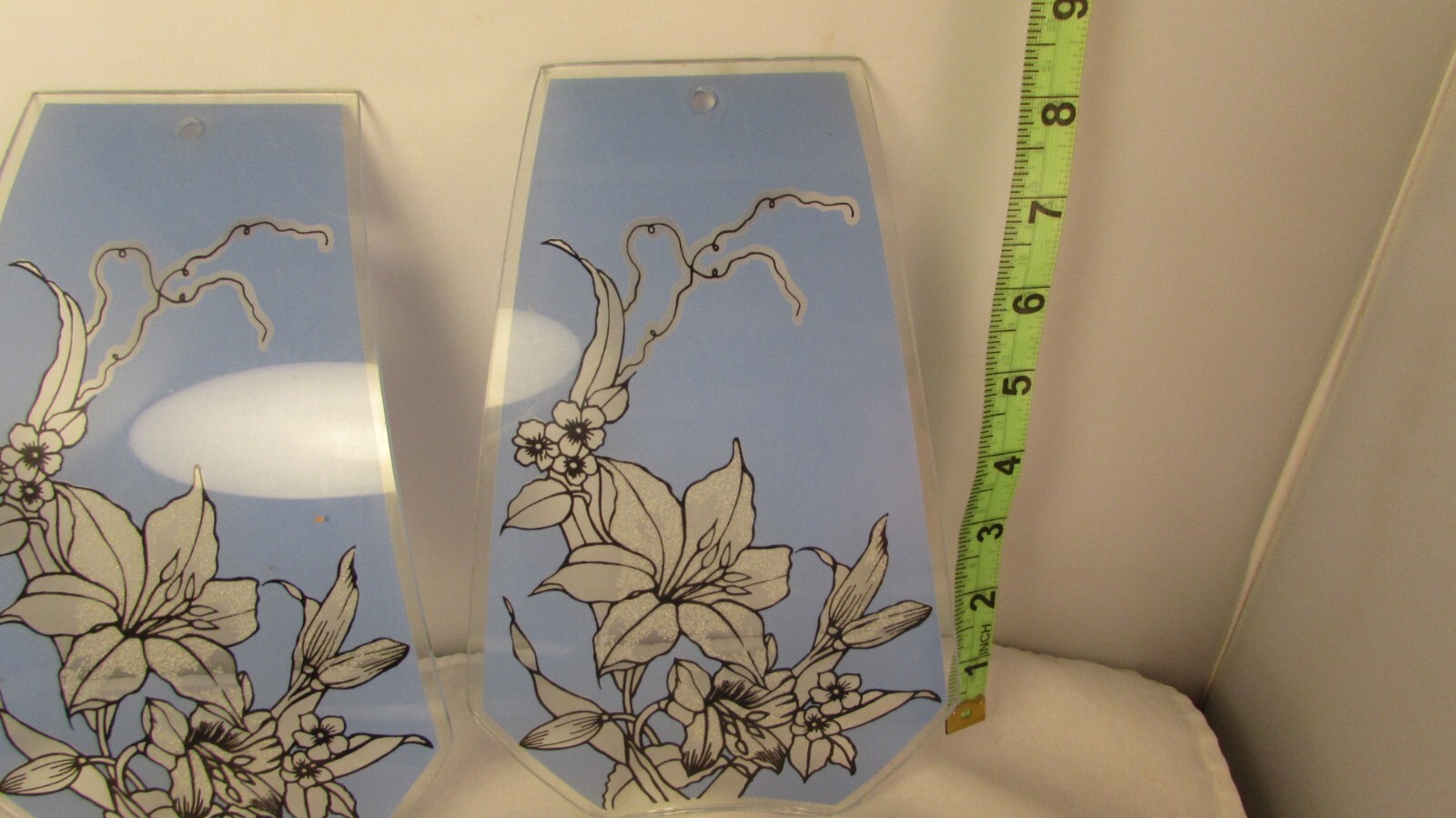 Touch Lamp Replacement Glass set, 6 panels, blue floral eBay
