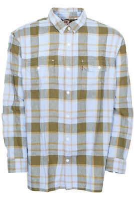 Levi`s Jackson Worker Relaxed Fit Flanellhemd Freizeithemd Herren Blau L XL XXL