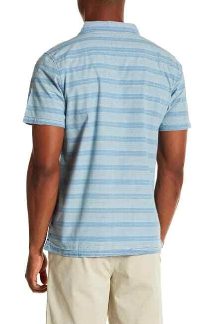 $128 MICHAEL BASTIAN Striped Short Sleeve Regular Fit Shirt SANDWASH Size M - Image 2 of 2