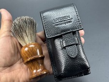 Badger Hair Shaving Brush Wood Handle Storage  Travel Case Christmas Man Gift