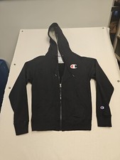 Champion Sweater Hoodie Size S Black Long Sleeve Full Zip Adult Men Hooded
