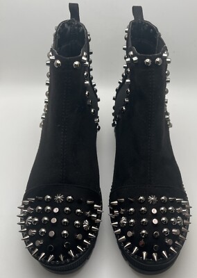 Cape Robbin Black Studded Pull On Boots WOMEN Gothic Punk Metal Shoes