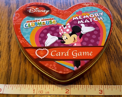 Disney Memory Match Card Game Heart Shape Mickey Mouse Clubhouse Ages 3+ In Tin - Picture 7 of 8