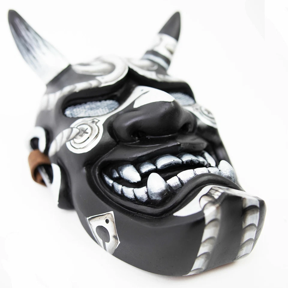 Silver Japanese Samurai Hannaya Warrior Halloween Mask Oni Onimaru Cosplay - Image 2 of 4