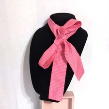 Vintage Pink Striped Long Skinny Scarf Tie Multiple Use