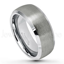 8mm Brushed Semi-Dome Tungsten Carbide Wedding Band, Men's Tungsten Ring TN007