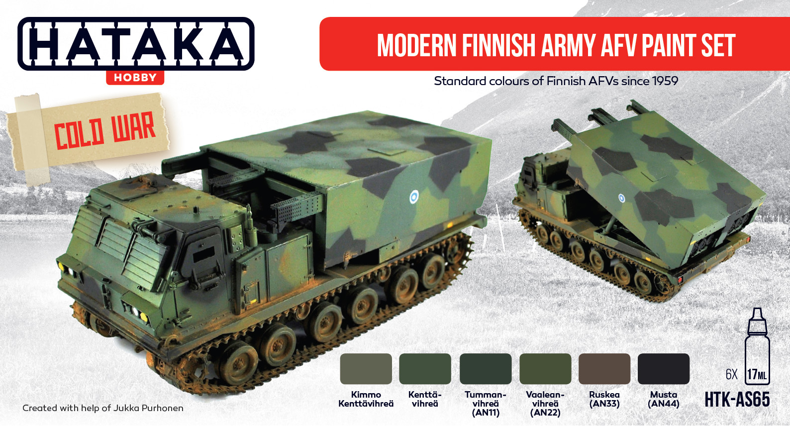 HATAKA HTK AS65 Modern Finnish Army AFV Acrylic Set Red Line 6 x 17ml