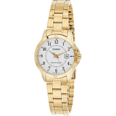 Casio Women's analog LTP-V004G-7BWatch Metal Band Gold Original New