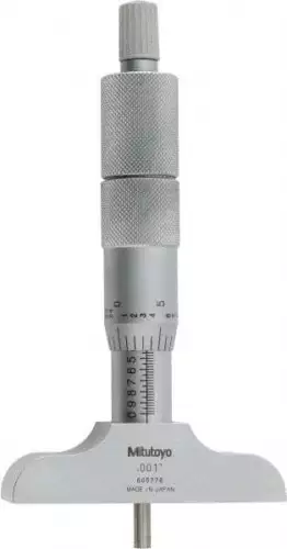 Mitutoyo 0 to 4" Range, 4 Rod, Satin Chrome Finish Mechanical Depth Micromete...
