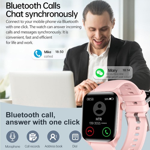 Reloj inteligente ritmo cardíaco presión arterial monitor de fitness impermeable reloj Bluetooth - Imagen 3 de 13