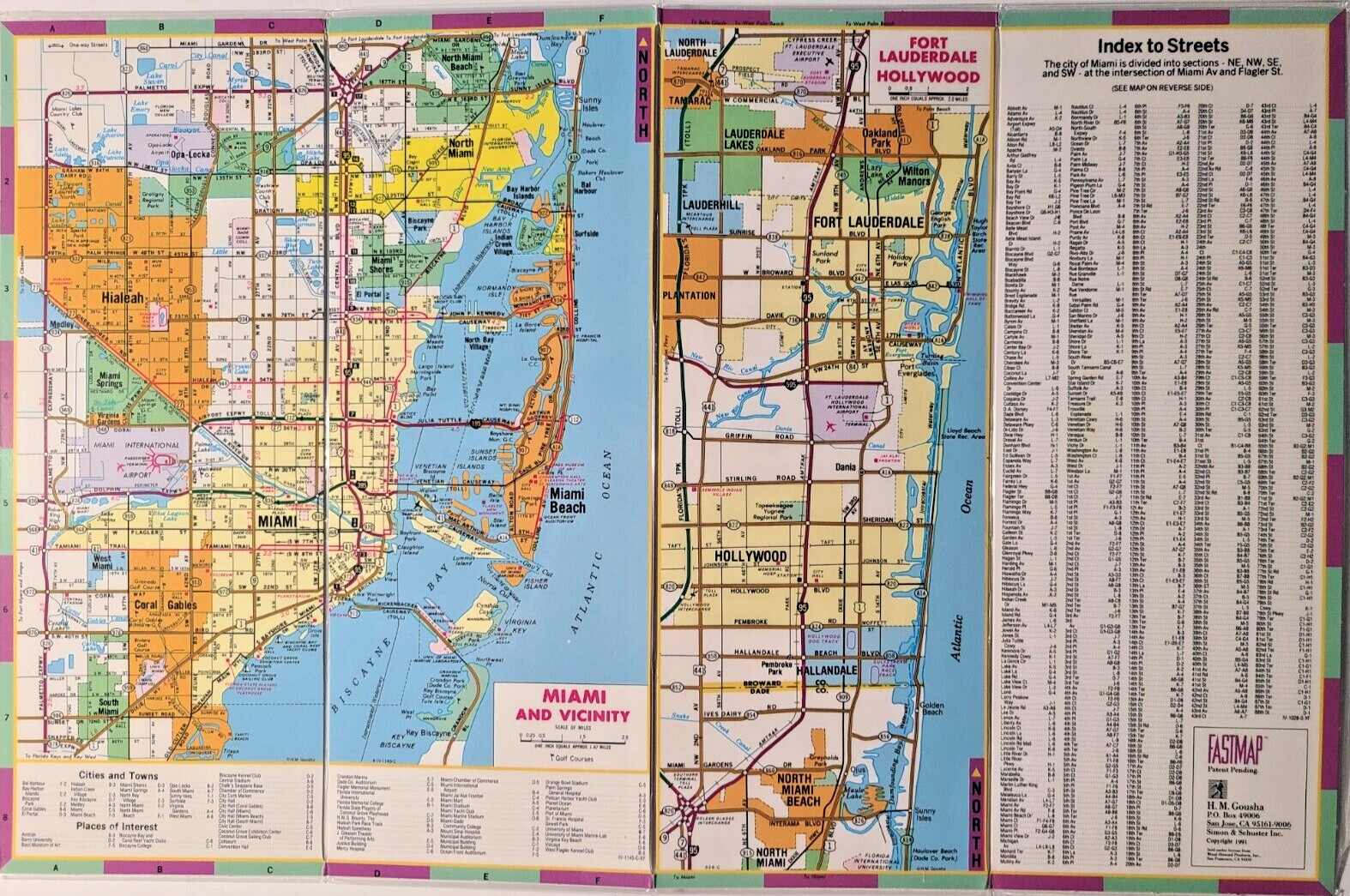 Miami, Florida - Gousha Laminated Fastmap