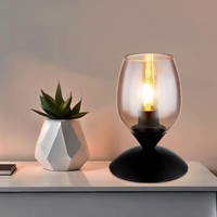 Tischlampe Nachttischlampe Tischleuchte Rauchglas Touch Schlafzimmerlampe H 18Cm
