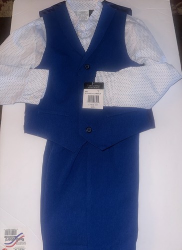 Boys Young Kings by Steve Harvey $75 3 Pcs Blue Vest Suit Sizes 7 Regular NWTS