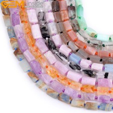 Assorted Natural Gemstone Freeform Tube Column Beads For Jewelry Making 28pcs