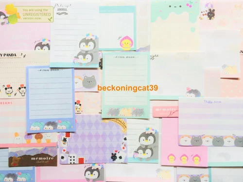 Animal Mini Memo Mixed Sheet 36 Penguin Dog Cat Hedgehog Rabbit Panda MADE JAPAN
