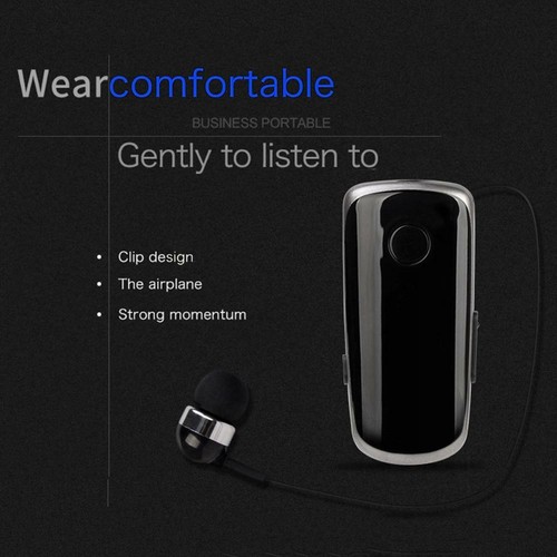 Mini Portable Wireless bluetooth Headset In-Ear Vibrating Alert Wear Clip - Photo 4 sur 16
