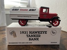 Ertl 1931 Hawkeye Coastal Tanker Truck Bank 1/34 Scale 1993 NEW Collectible