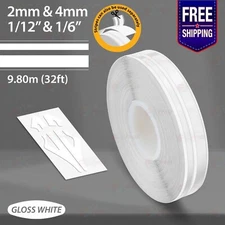 GLOSS WHITE 1/12" & 1/6" Roll Vinyl Pinstriping Stripe Double Line Tape Sticker