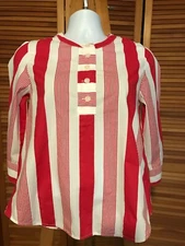J. CREW MISSES SZ XS 100% COTTON RED & WHITE STRIPED BLOUSE - MINT