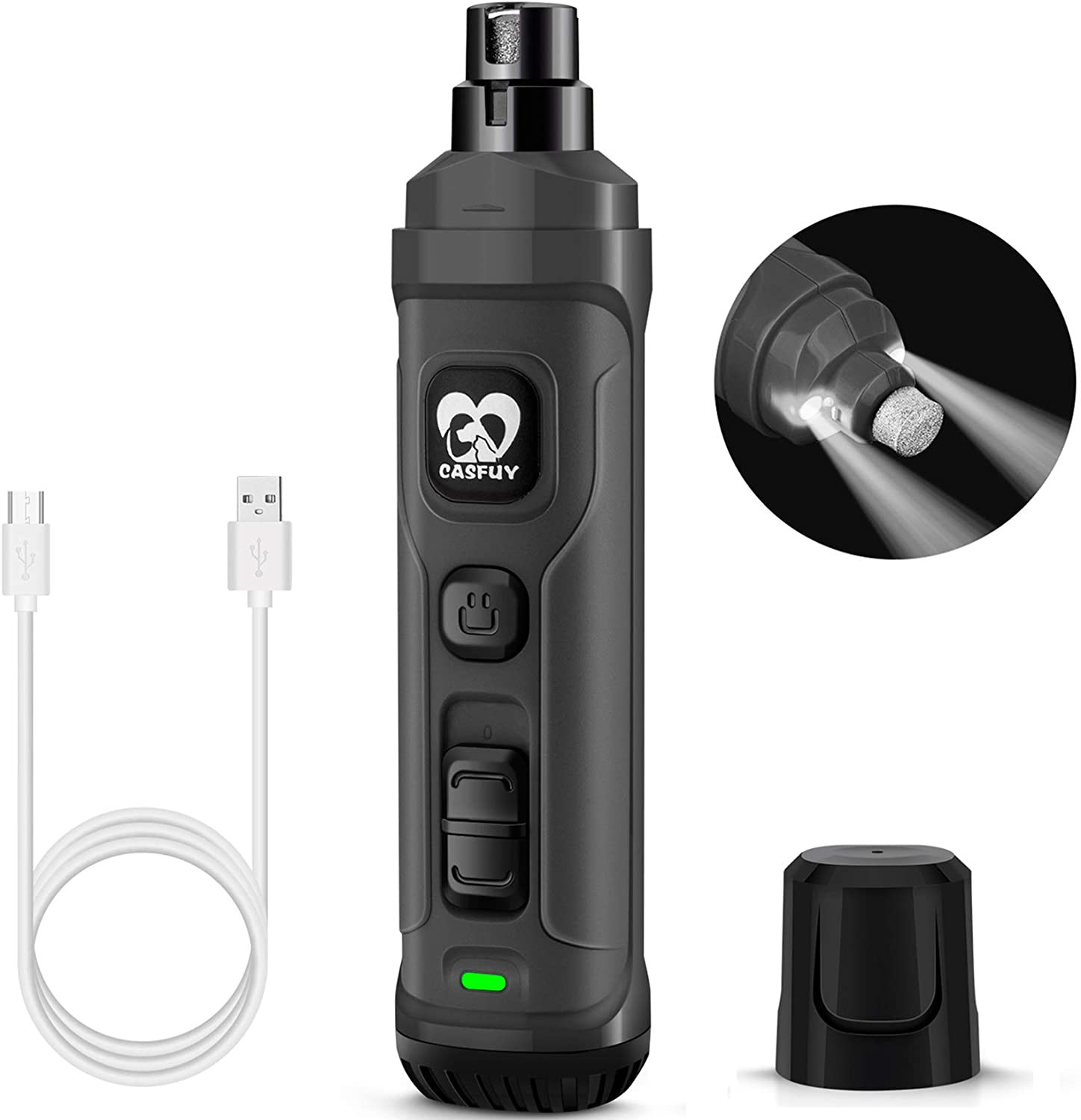 Tagliaunghie Cani Elettrico Luci LED Ricaricabile Vibrazioni Ridotte 2 Velocità