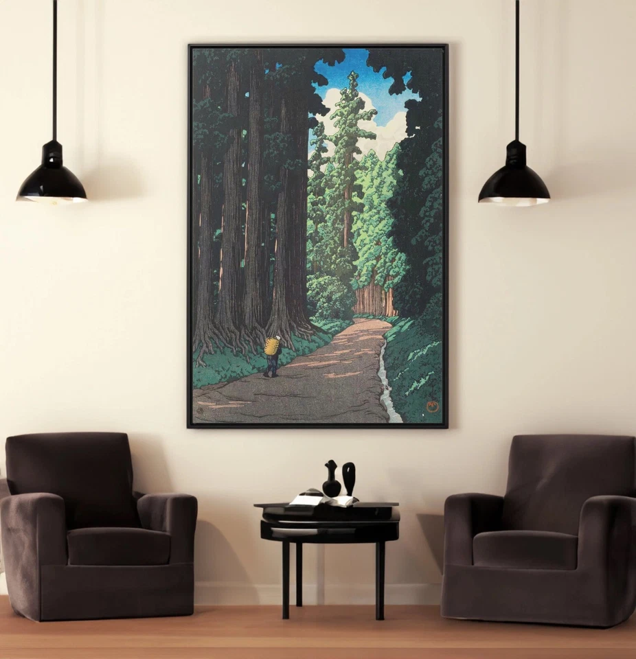 Дорога в Никко от Hasui Kawase холст/плакат настенное искусство - японская художественная печать - Изображение 2 из 2