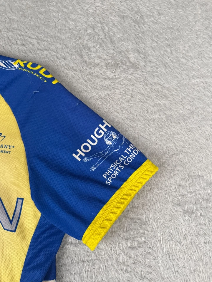 Jersey de ciclismo Verge adulto médio azul amarelo 1/2 bolsos com zíper poliéster - Imagem 2 de 4