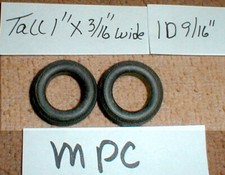 1 Pr 1" X 3/16" X 9/16" ID" by MPC Treaded Tires 5:40 Slot Car 1/8" USED T-8
