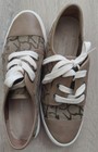 Pre-Owned and Used CALVIN KLEIN Beige Brown Monogram Women’s CK Sneakers Size 7 — photo 2