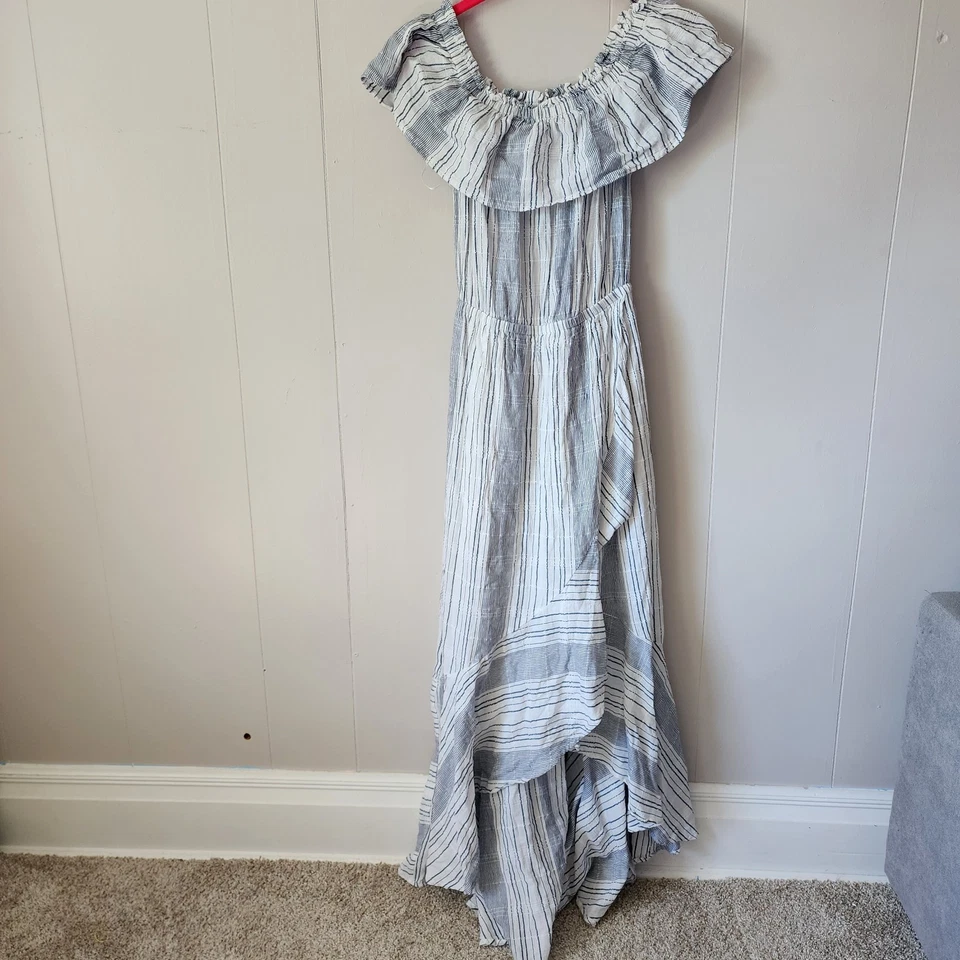 Maxi Vestido Express Relajado Bohemio Resort Wear Alto Bajo Volantes Algodón Talla S  Foto 2 de 4