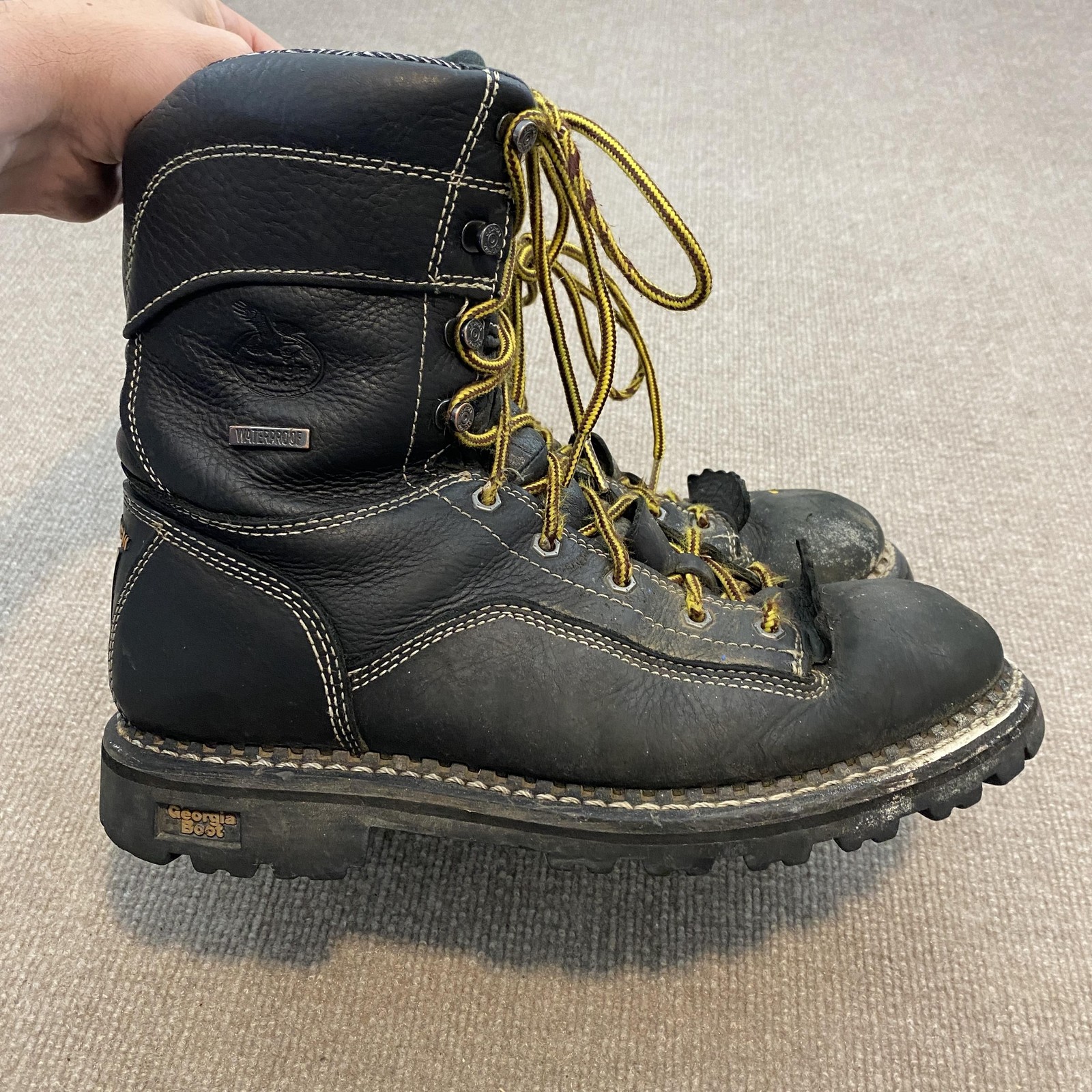 Georgia Boot GB00271 Boots Mens Size 10.5W Black Leather Waterproof Logger Work