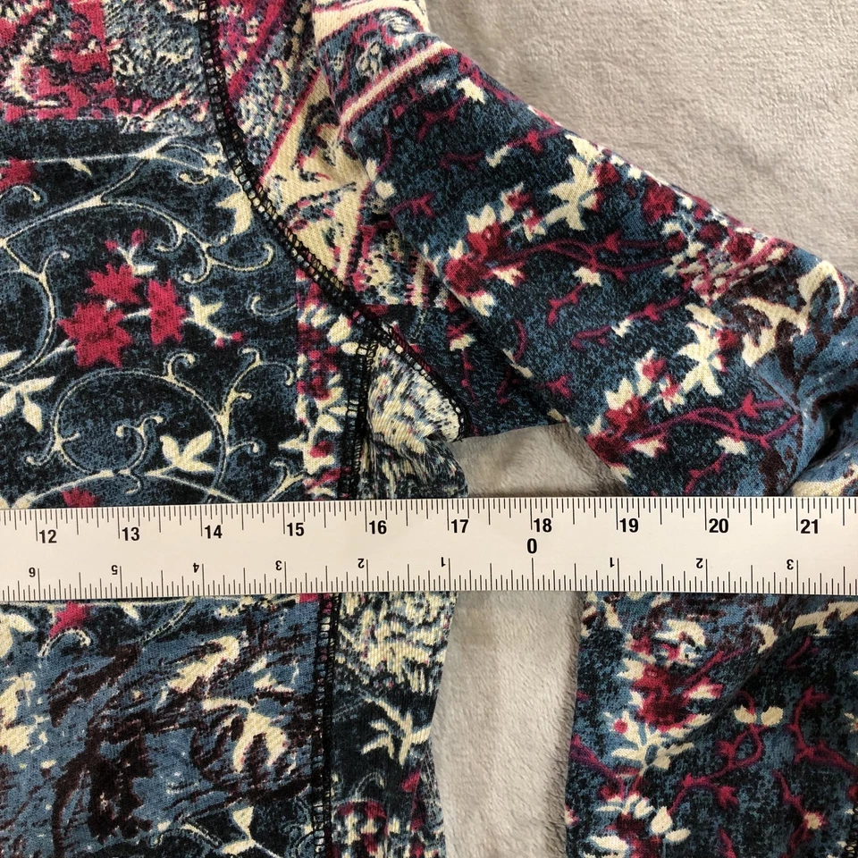 Lucky Brand Hoodie Womens Small Blue Red Floral Patchwork Full Zip Cotton Boho - Image 3 of 4