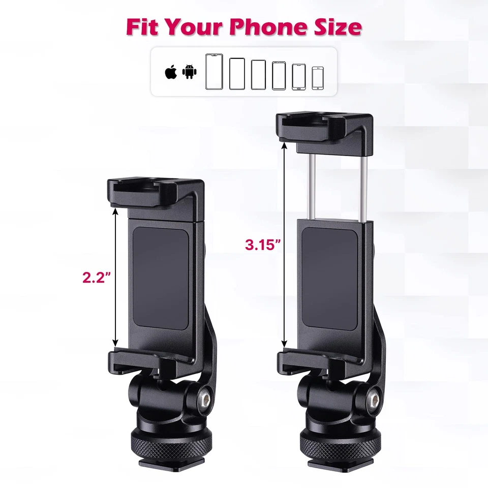 Metal Phone Tripod Mount ST-10, Universal 360° Smartphone Adapter with 2 Cold... - Image 3 of 4