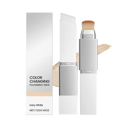 Color-Changing 2-in-1 Foundation Stick with Brush Lightweight Moisturizing Conc