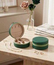 Travel Jewelry Organizer Case Round Zipper Je...