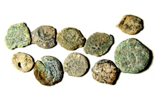 Lot (10) Uncleaned as Found Judaea Coins Mites Herod Procurators etc (1-9)