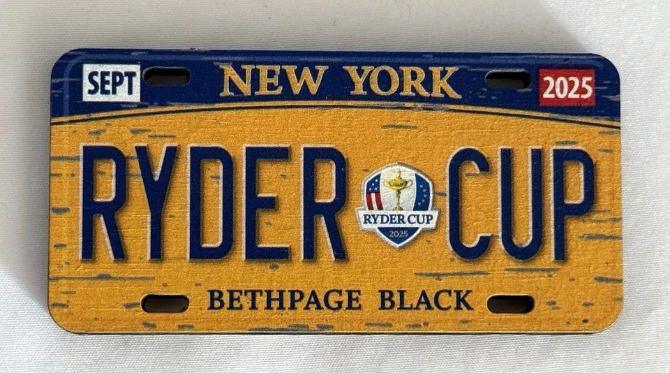 2025 Ryder Cup Magnet NY 车牌 Bethpage 黑色高尔夫木质冰箱磁铁 — 第 3/4 张图片