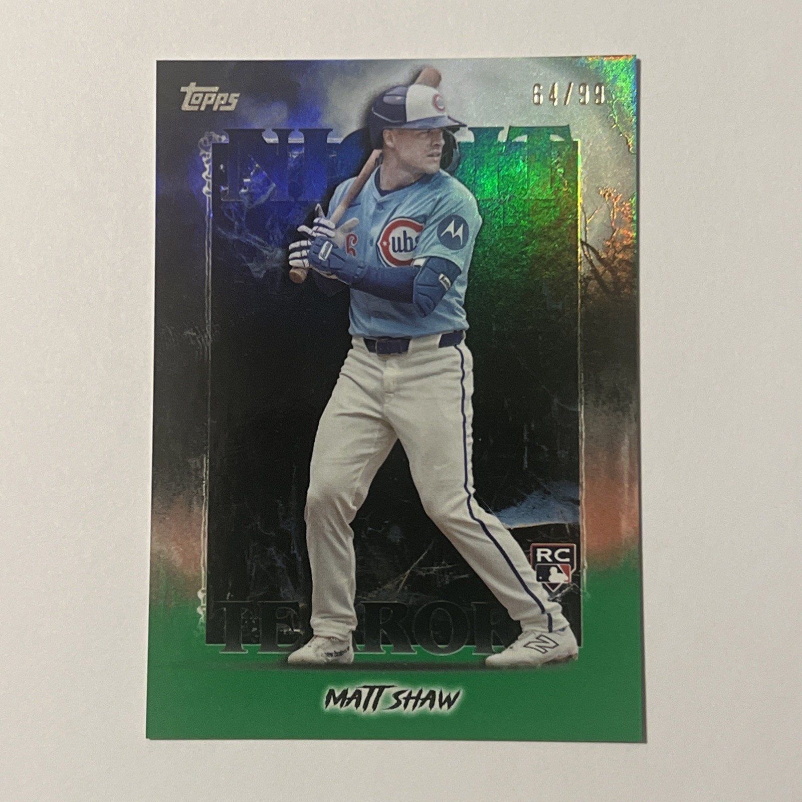 MATT SHAW 2025 TOPPS CHROME UPDATE NIGHT TERRORS ROOKIE GREEN RC /99 