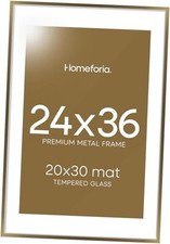 Picture Frame High End Metal 24 x 36 Large Poster Frames with Mat 24x36 Bronze