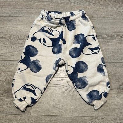 Zara Disney Mickey Mouse Joggers Blue Cream Toddler Pants 2-3 Years 98cm