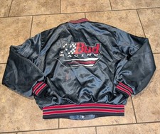 VTG 80s L-XL BUD Racing SATIN JACKET Anheuser Busch Official Product Made in USA