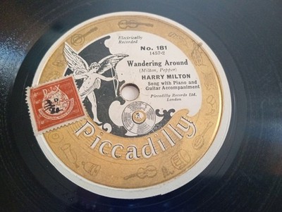 Harry Milton: Wandering Around / Up With The Lark 10'' 78RPM UK 10'' Shellac 181