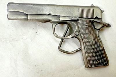 1979 Indiana Metal Craft Model C92 Colt 1911 45 ACP Pistol Pewter
