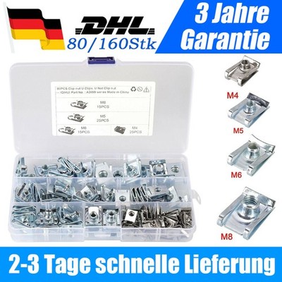 80x Edelstahl Blechmutter M4 M5 M6 M8 Clipse Klemmen Schnappmutter Federmutter 